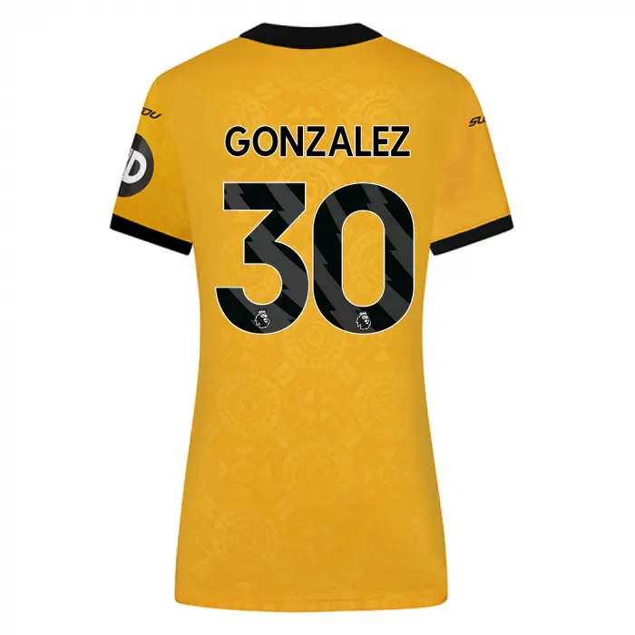 Wolverhampton Wanderers Shop | 2025-26 Wolves Home Shirt – Womens GONZALEZ 30 Wolverhampton Wanderers Merchandise